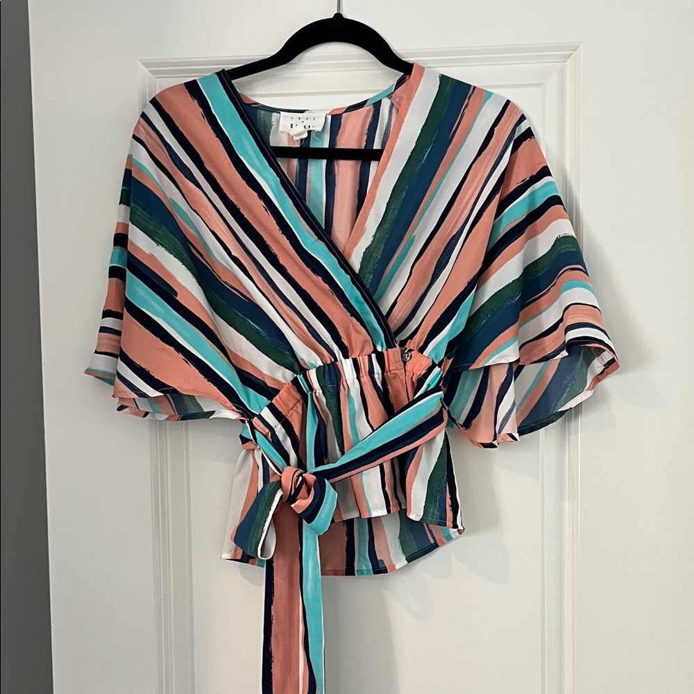 Striped Multicolor Wrap Top